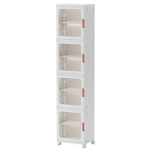 Narrow Slim Bathroom Storage Cabinet With Adjustable Shelves Bathroom Floor Cabinet Tall, Freestanding Rolling Waterproof Organizer With Drawers And Handles For Small Space(/White B 4 Tier,24.5cm)