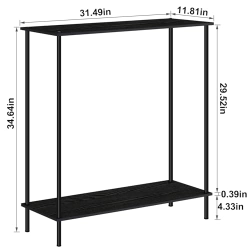 Narrow Console Table, 31'' Entryway Table, Sofa Table, 2 Tier Skinny Console Table, Slim Console Table Behind The Sofa, Couch Tables for Living Room, Entryway, Hallway, Foyer(Brown)