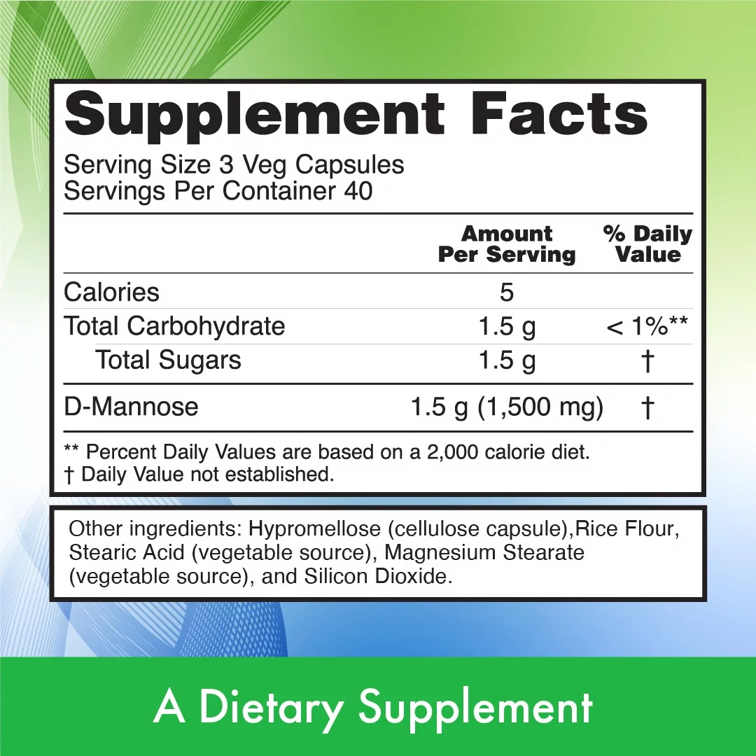 NUTRI Plus Fit D-Mannose 500 MG, Healthy Urinary Tract, 120 Veg Cap