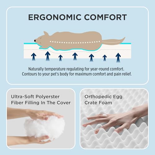 Bedsure Dog Bed Large Sized Dog - Orthopedic Waterproof Pet Beds with Removable Washable Cover, Egg Crate Foam Puppy Mat, Suitable for Pet Up to 65 lbs