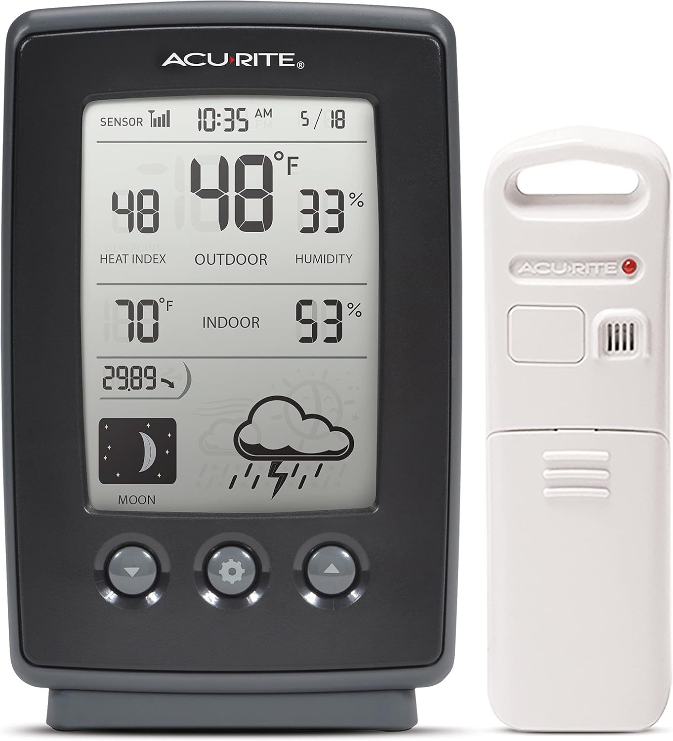 AcuRite Digital Weather Forecaster with Indoor/Outdoor Temperature, Humidity, and Moon Phase (00829)