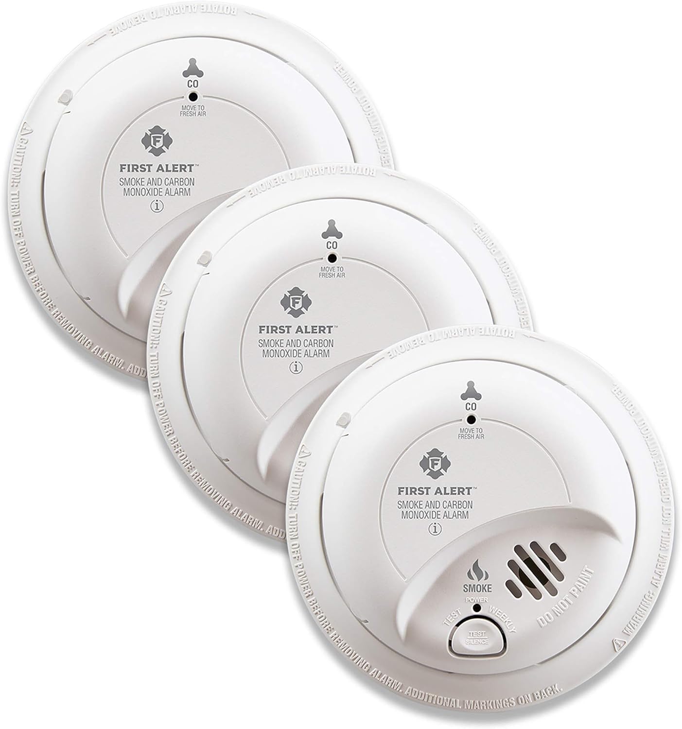 FIRST ALERT BRK SC9120B-3 Hardwired Smoke and Carbon Monoxide (CO) Detector with Battery Backup. 3-Pack , White