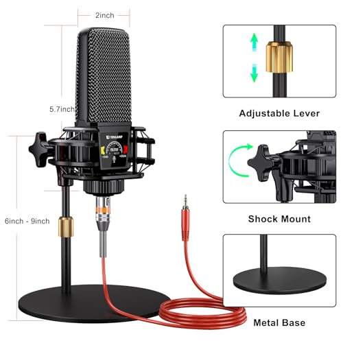Podcast Microphone Bundle with Live Sound Card Audio Mixer, Podcast Equipment Bundle with 3.5mm Condenser Microphone for Pc/Phone Live Streaming Singing Gaming, Sound Board with Voice Changer, Denoise