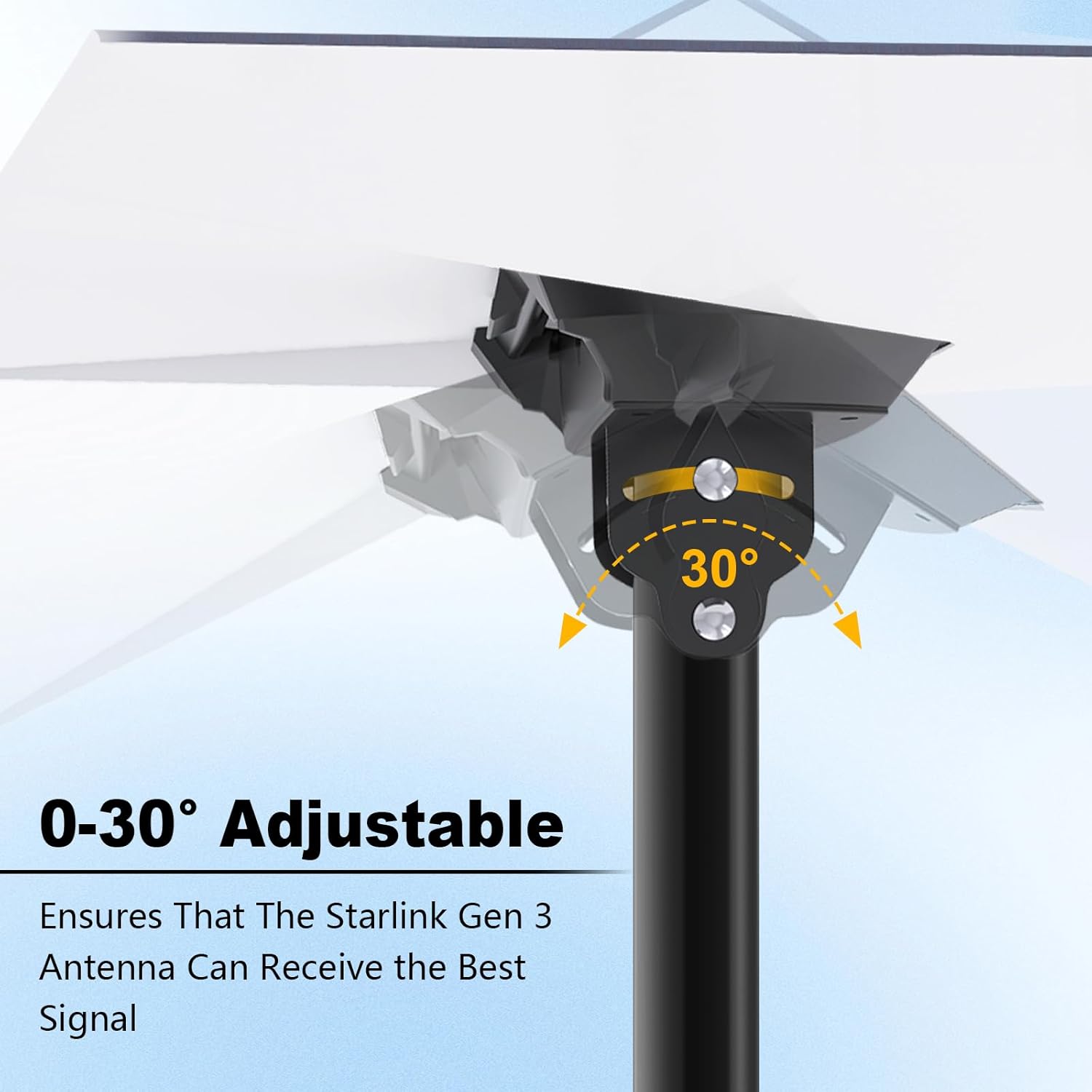 Adjustable Starlink Gen 3 Mount, Starlink Mounting Kit Gen 3, with 0-30° Adjustable Starlink Gen 3 Pipe Adapter, Starlink Long Wall Mount for Starlink Internet Kit Satellite, Starlink Gen 3 Roof Mount