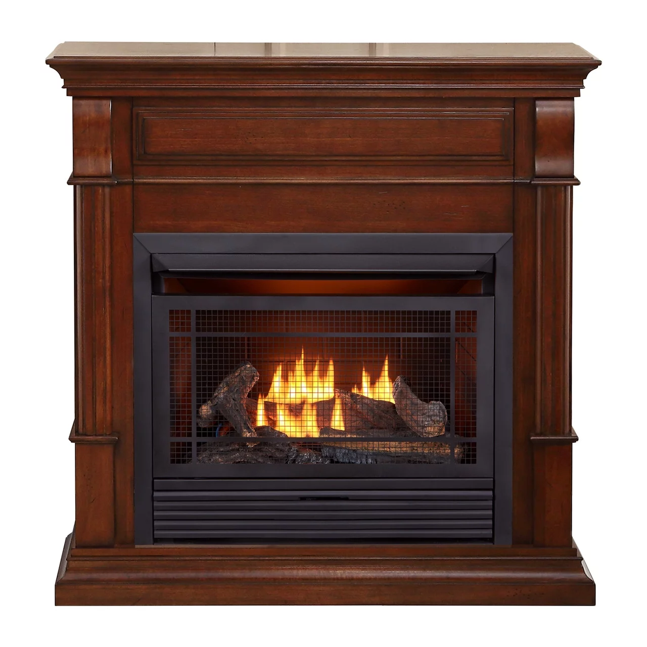 Duluth Forge Dual Fuel Ventless Gas Fireplace - 26,000 BTU, Remote Control, Auburn Cherry Finish