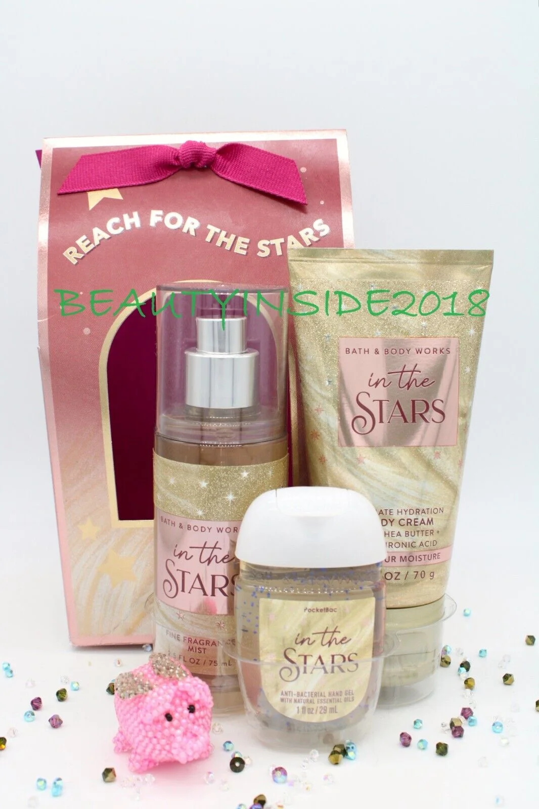 Bath & Body Works IN THE STARS Travel Size BOXED GIFT SET ~ In The Stars is a warm, sparkling blend of starflower, sandalwood musk, sugared tangelo, white agarwood & radiant amber