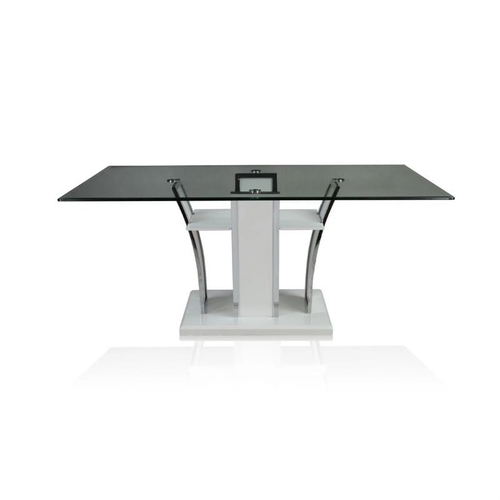 Furniture of America Valery Contemporary Glass Top Dining Table in White