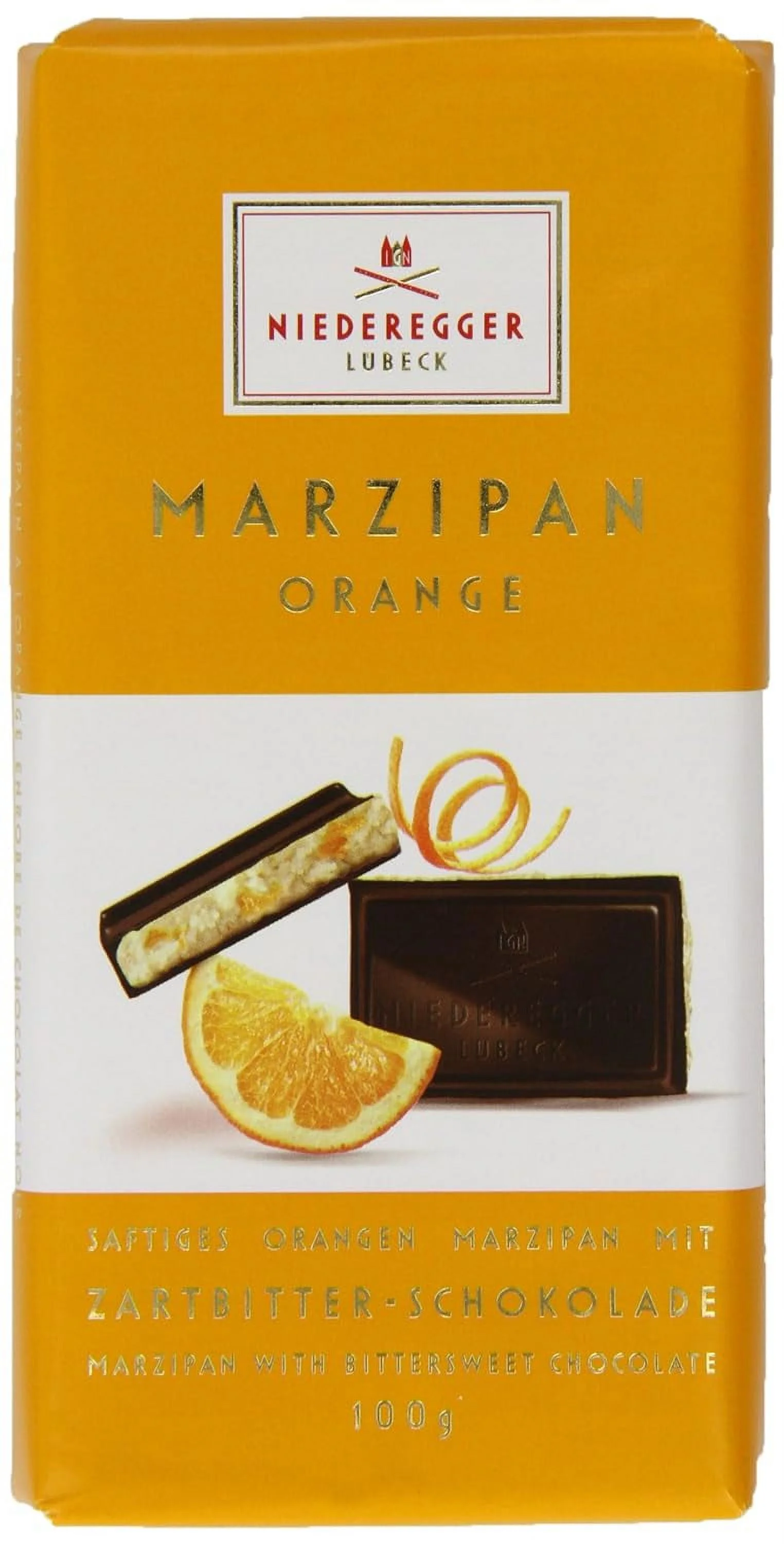 Orange Chocolate Marzipan Bar 100 G (Pack Of 2)