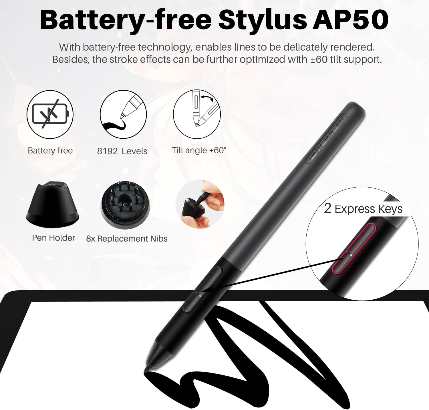 GAOMON PD1320 13.3 Inches Tilt Support Graphics Drawing Tablet with 86% NTSC Full-Laminated IPS Screen Pen Display-Gray