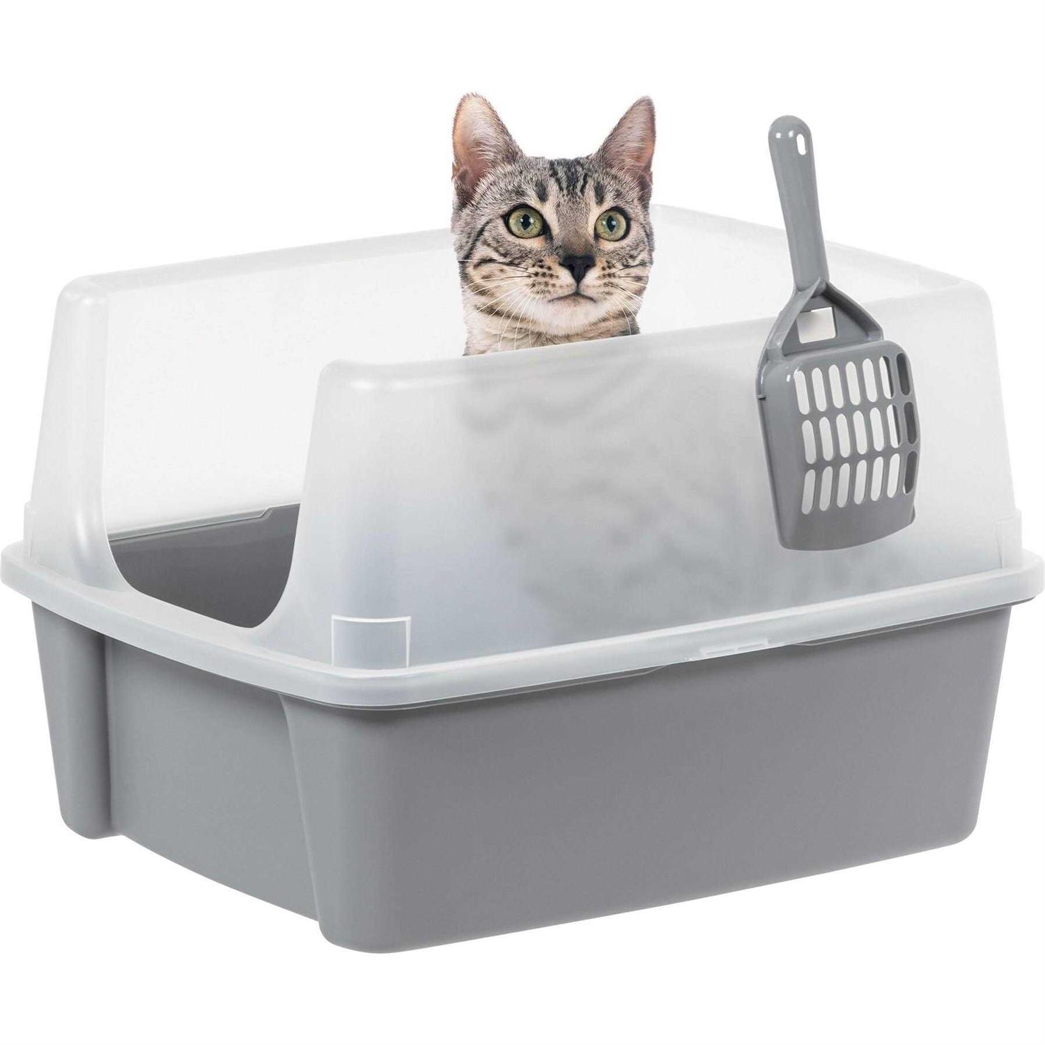 Iris USA Open Top Cat Litter Box with Shield and Scoop - Pet Supplies online store