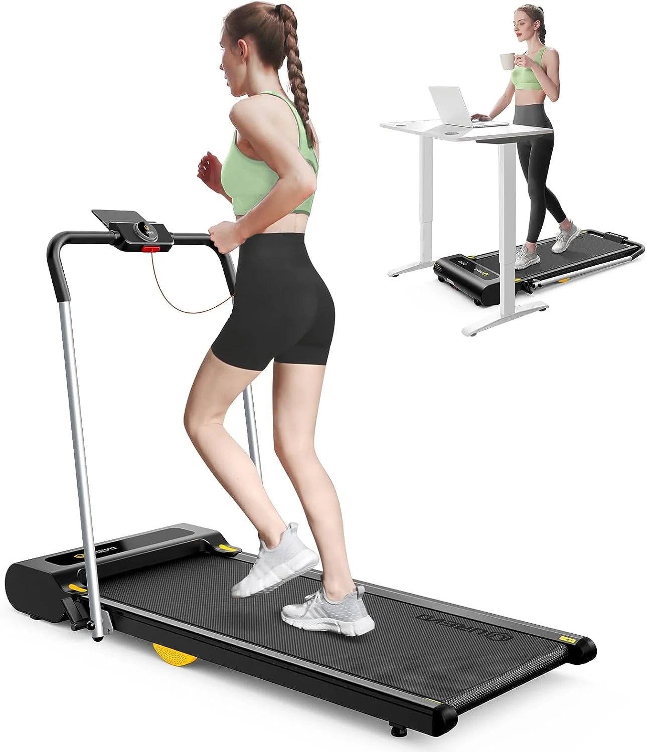 UREVO 2 in 1 Under Desks Treadmill, 5HIIT Modes Folding Treadmill with Smart Rotary Console 2.5HP 265 lbs for Home Office Gym - Radiant Selections