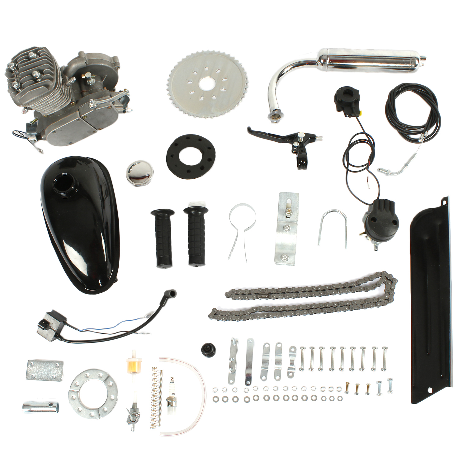 Bicycle conversion engine kit (80cc engine, maximum speed of 54km / h) silver
