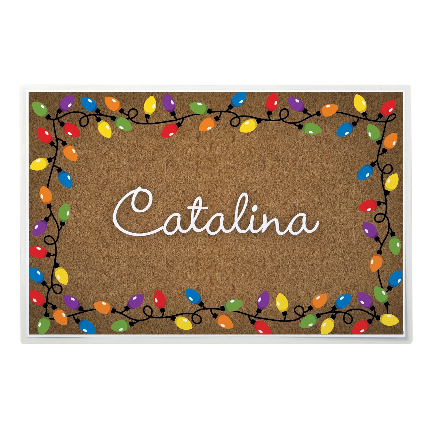 Personalized Pet Placemat - Christmas Lights - Black
