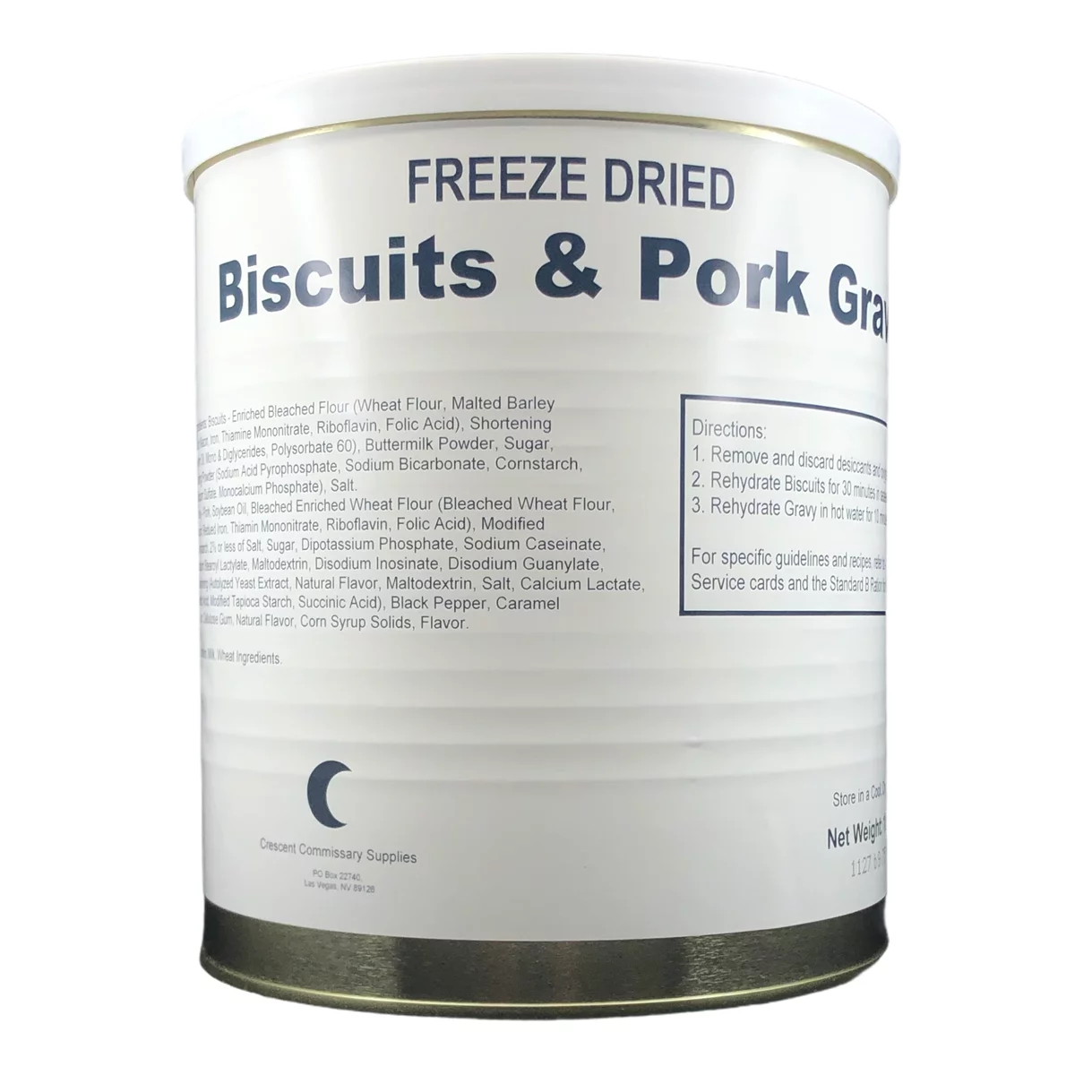 Military Surplus Freeze Dried Long Storage Food for Emergency Biscuits and Gravy #10/18oz/8 Servings/Can- 1 Can