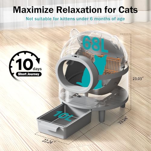 Lpettog Self Cleaning Cat Litter Box, Automatic Litter Box with App Control,Cat Litter Box Robot Suitable for Multiple Cats,Safety Protection 2 Rolls Garbage Bags, White