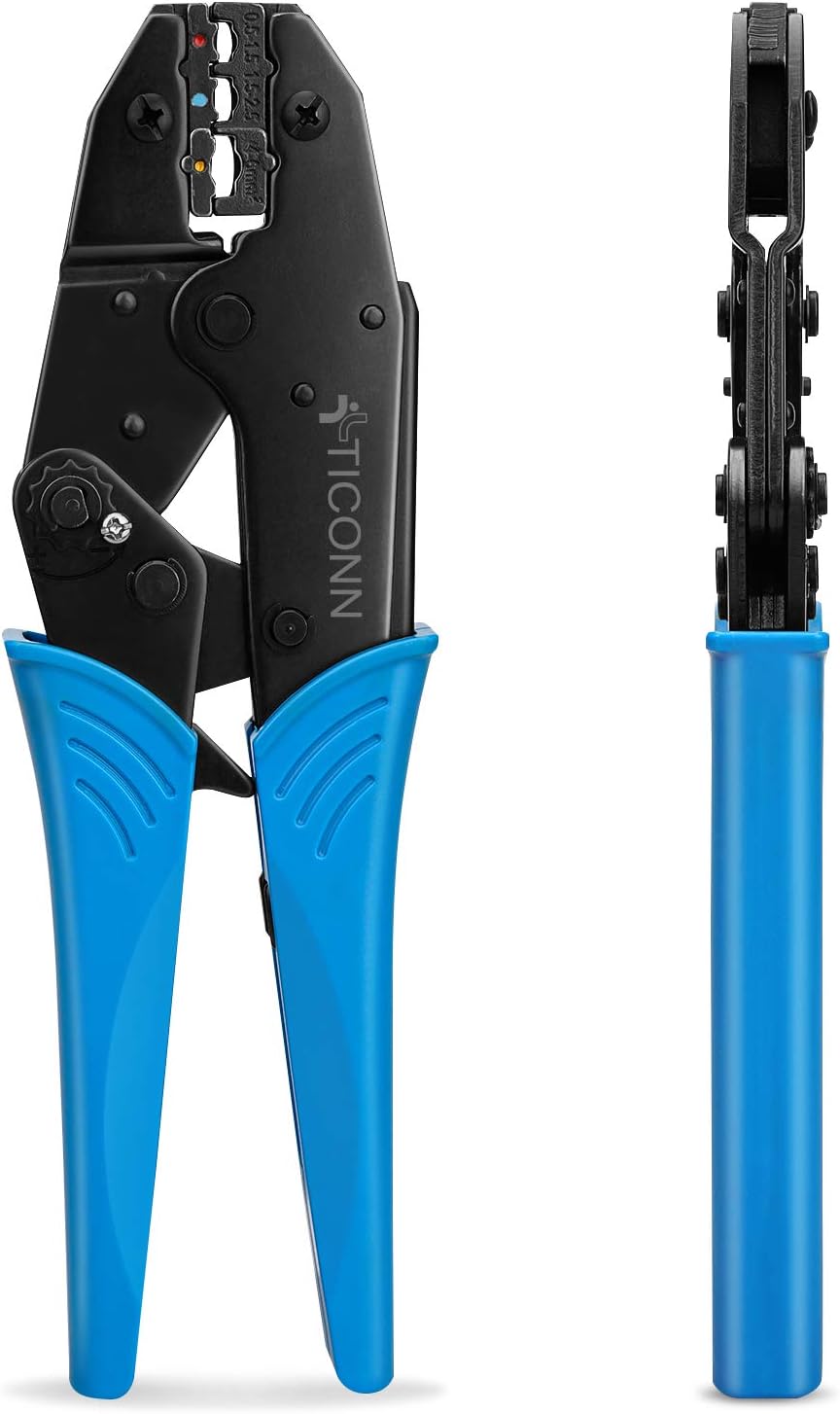 TICONN Crimping Tool for Heat Shrink Connectors - Ratcheting Wire Crimper - Crimping Pliers - Ratchet Terminal Crimper - Wire Crimp Tool (Combo Kit) Pack of 2
