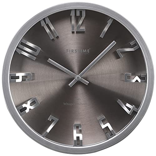 FirsTime & Co.® Steel Dimension Wall Clock, American Crafted, Silver, 10 x 2 x 10,