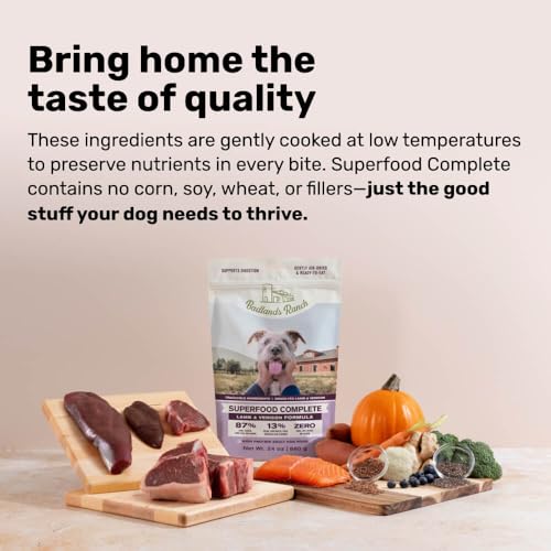 BADLANDS RANCH - Superfood Complete, Adult Dog Food, Air-Dried, High Protein, Zero Fillers, Superfood Nutrition by Katherine Heigl (24 oz., Beef Formula)