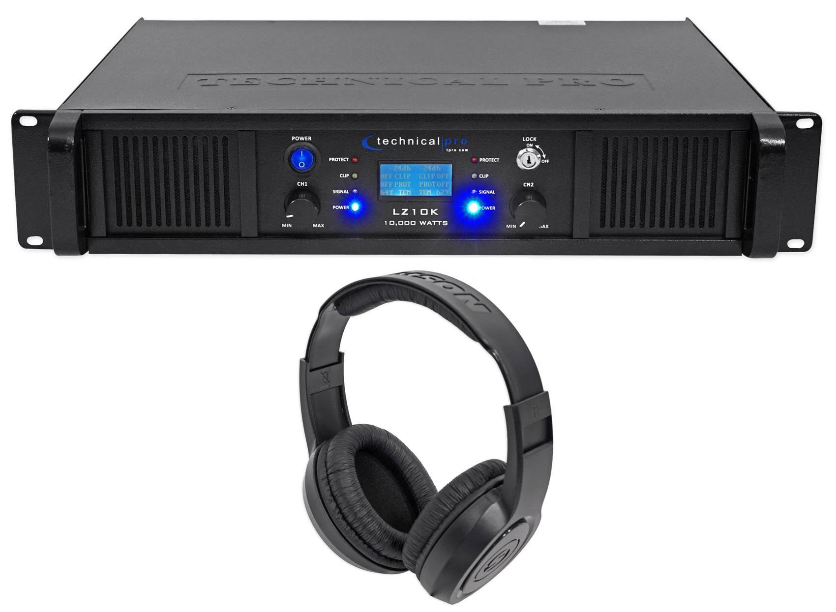 Technical Pro LZ10K Pro 10,000w 2-Ch Amplifier w/LCD Display+Key