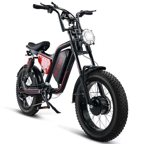 Dual:𝟑𝟎𝟎𝟎𝐖,𝟐𝟎𝟎𝟎/𝟏𝟓𝟎𝟎/𝟏𝟎𝟎𝟎𝐖 Folding Electric Bike Adults with 48V 23/20/17.5AH Battery, 26x4.0 Fat Tire Mountain E Bike, Full Suspension 31-38 MPH, Shim 7-Speed Gear