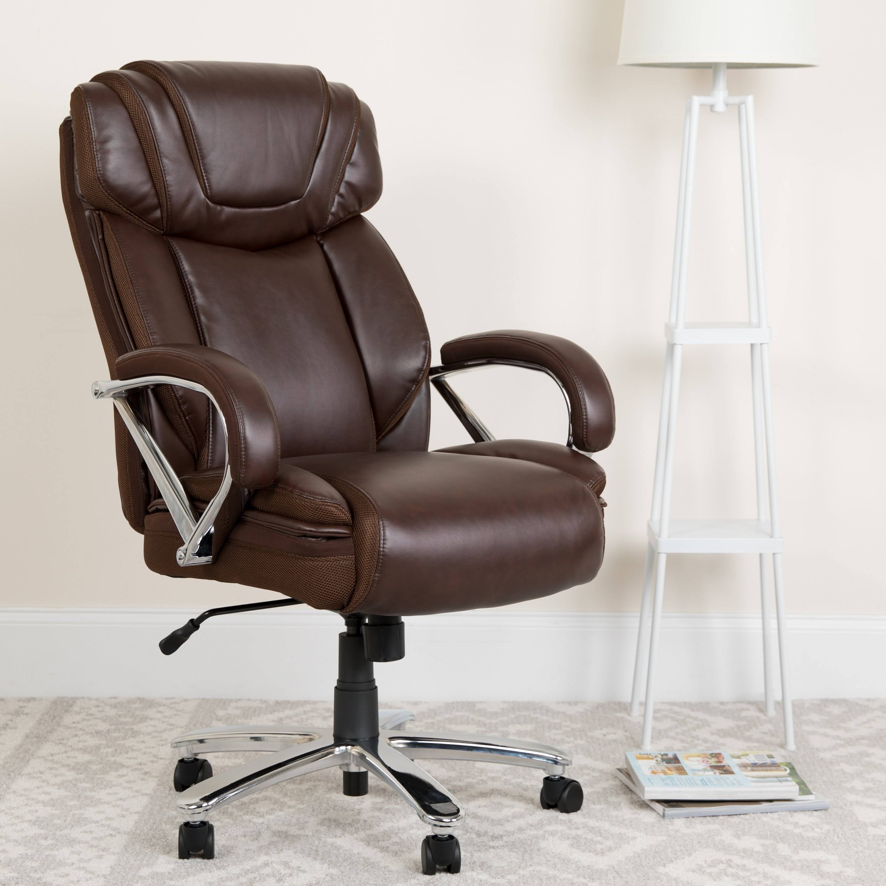 Big u0026 Tall 500 lb. Rated Brown Leather Executive Swivel Ergonomic Office Chair with Extra Wide Seat