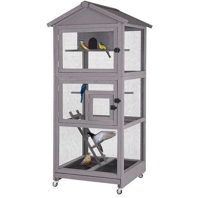 Aivituvin Wooden Large Bird Cage on Wheels AIR42 - Pet Supplies online store