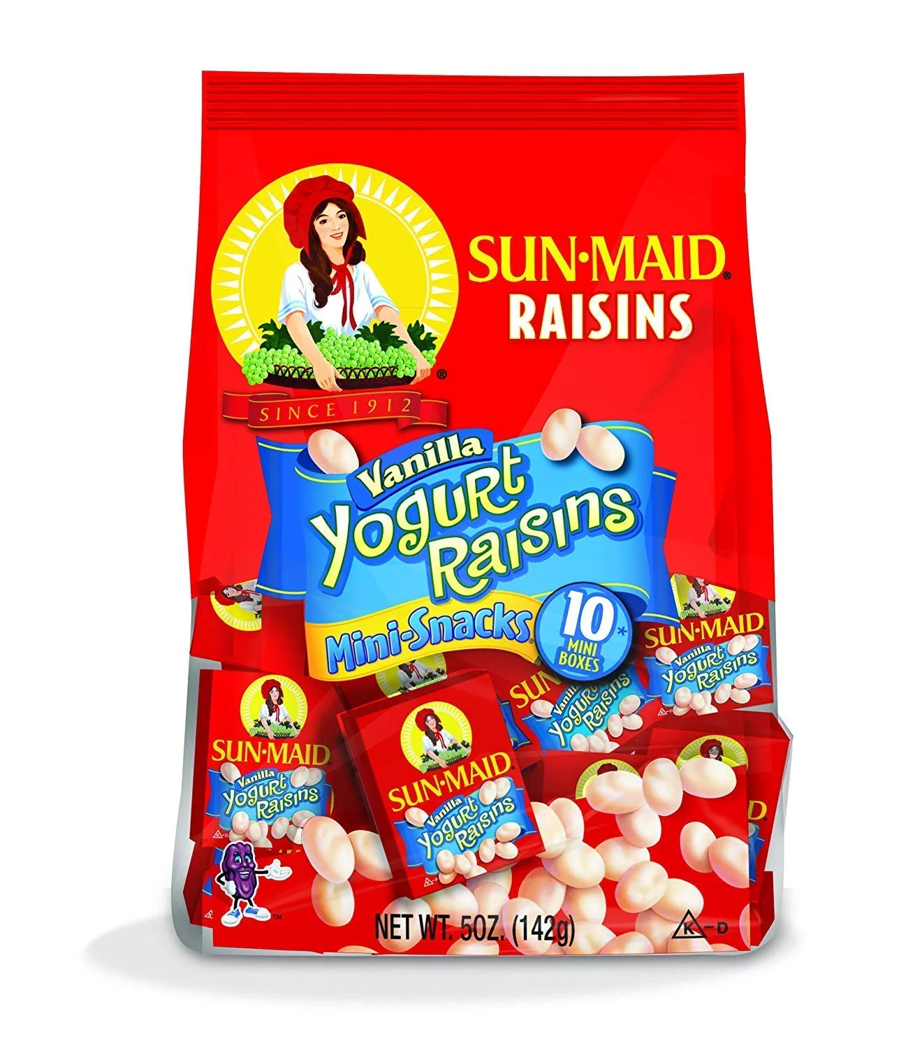 Sun-Maid Vanilla Yogurt Covered Raisins Mini Snack Packs .5 Oz,10 Ct (Pack Of 2)