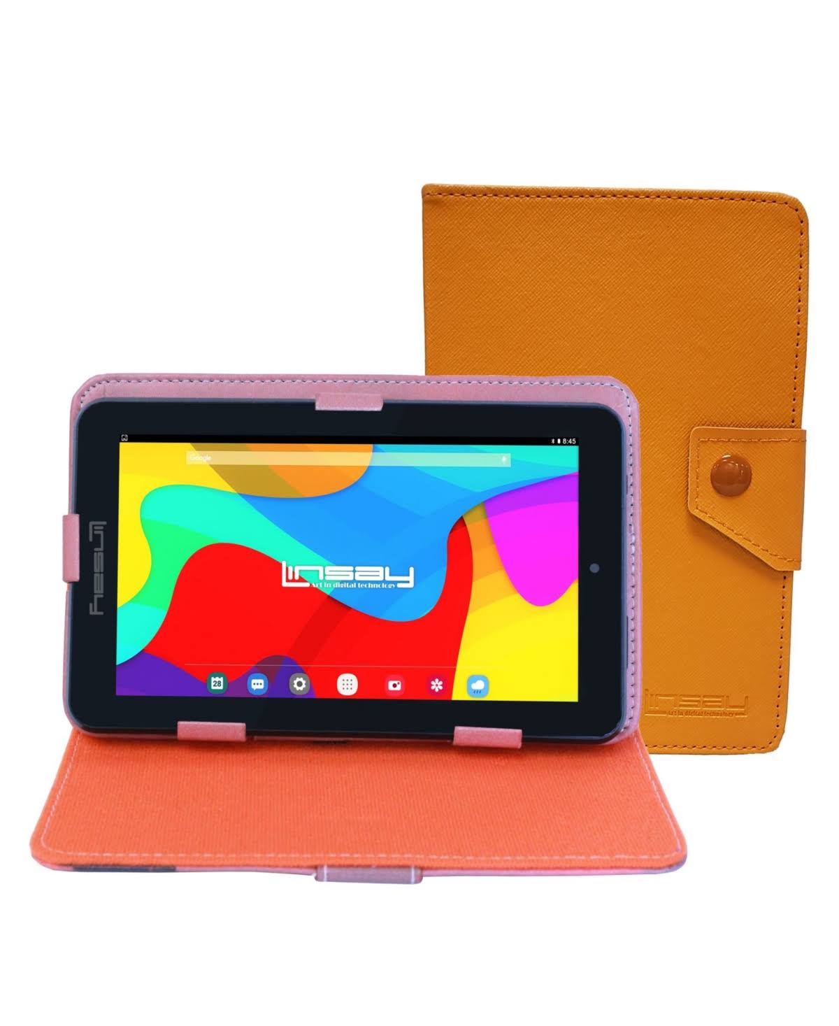 Linsay 7 in. 2GB Ram 32GB Storage Android 10 Tablet with Brown Leather Case