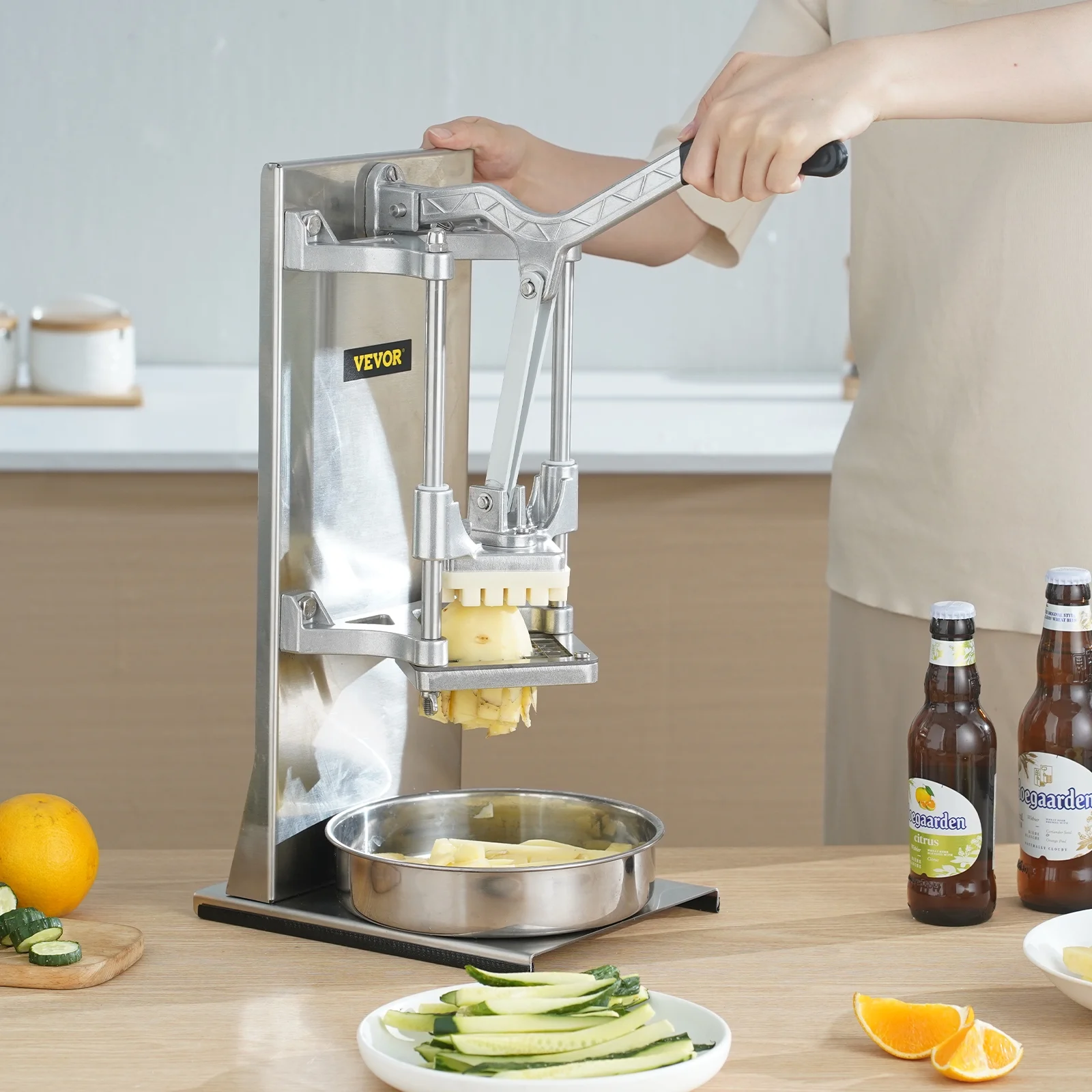 BENTISM Commercial Vegetable Dicer French Fry Cutter with 4 Blades Wedge Slicer