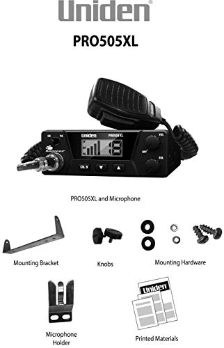 Uniden PRO505XL 40-Channel CB Radio. Pro-Series, Compact Design. Public Address (PA) Function. Instant Emergency Channel 9, External Speaker Jack, Large Easy to Read Display. - Black