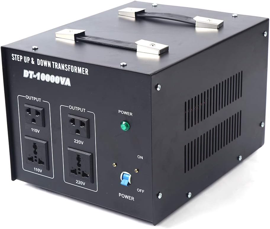 10000W Voltage Converter Transformer Step Up/Down 110V/220V Heavy Duty Voltage Converter USB Transformer Power Converter with 2 US Outlets, 2 Universal Outlets, Circuit Breaker