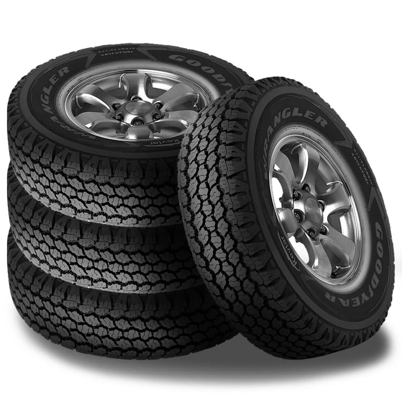 4 Goodyear Wrangler All Terrain Adventure W/Kevlar 245/75R17 112T 60K MILE Tires 758177707 / 245/75/17 / 2457517