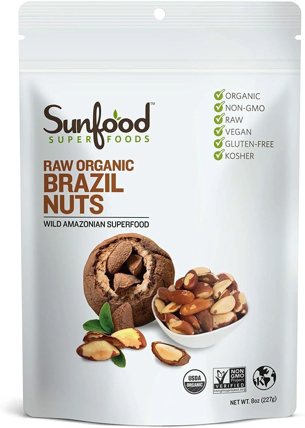 Sunfood, Raw Organic Brazil Nuts, 8 oz Pack of 2