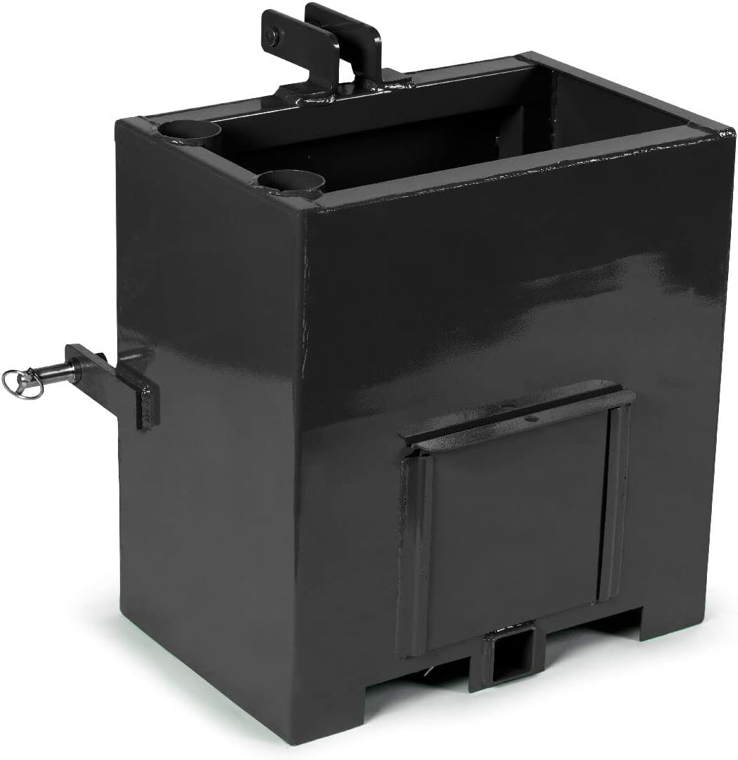 Titan Attachments Ballast Box for 3 Point Category 1 Tractor and Loader Hitches Quick Hitch Compatible
