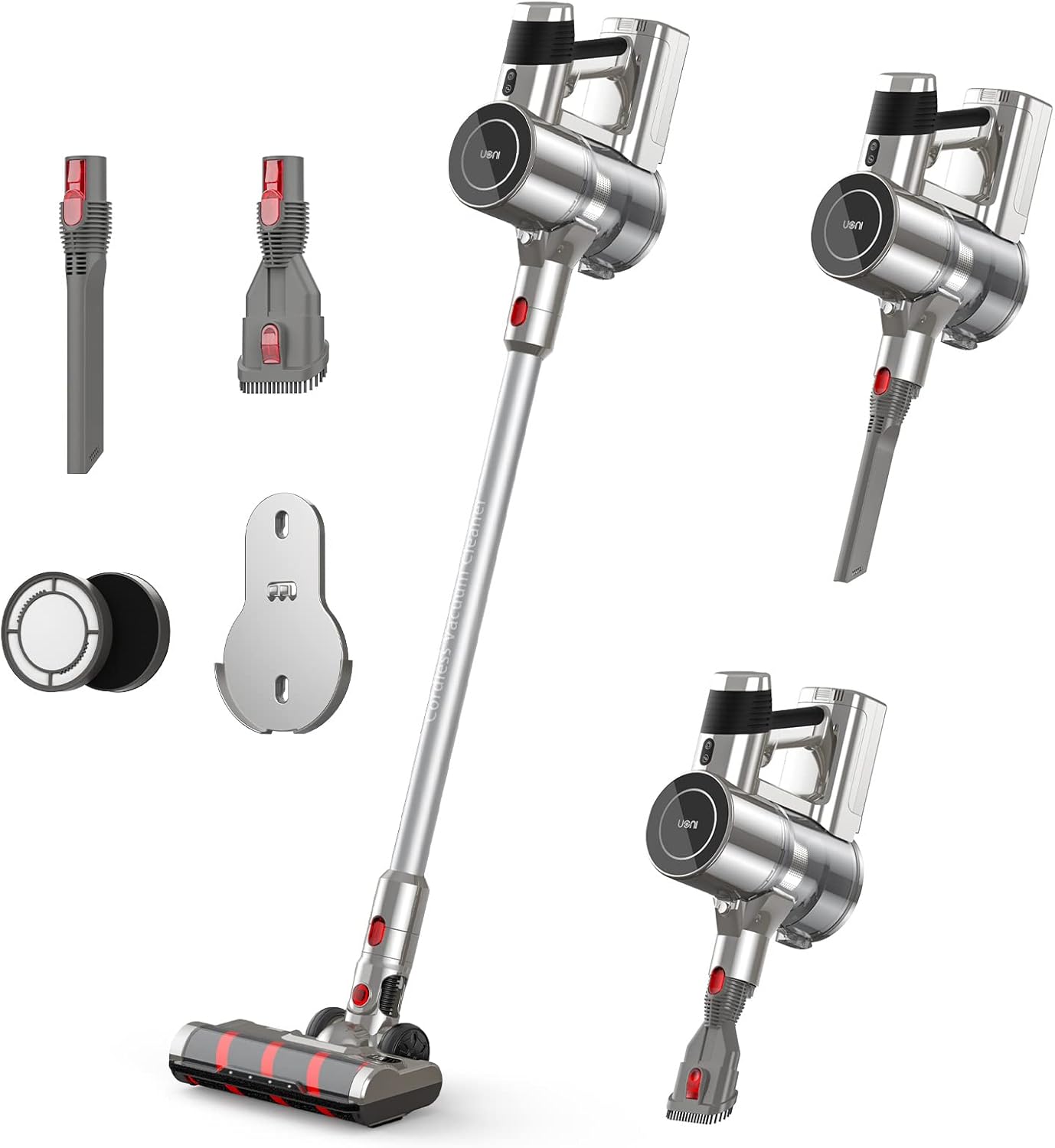 UONI X1 Cordless Vacuum Cleaner 28KPA Powerful Suction 3 in 1 Lightweight Stick Vacuum with LED Headlights, Up to 60 Mins Runtime Detachable Battery Perfect for Pet Hair Floor Hardwood Home