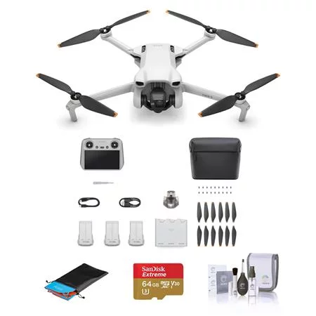 Mini 3 Drone Fly More Combo with RC Remote Controller Bundle with 64GB microSD Card, Foldable Landing Pad Pro, Cleaning Kit