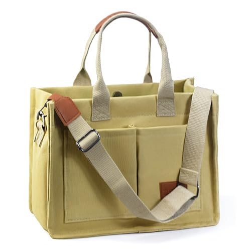 Women Canvas Tote Bag With Pockets Crossbody Bags for Women Casual Hobo Messenger Bag Shoulder Bag Handbag for Women