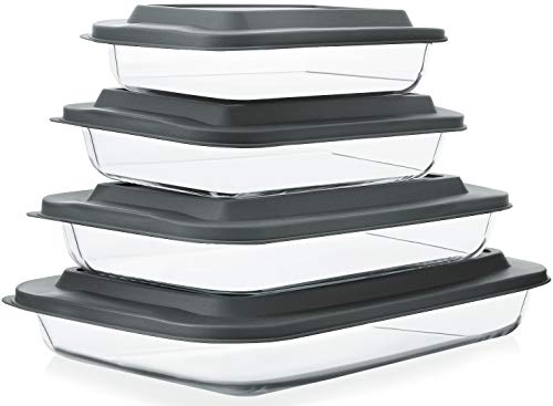 8-Piece Glass Baking Dish Set with Plastic lids
