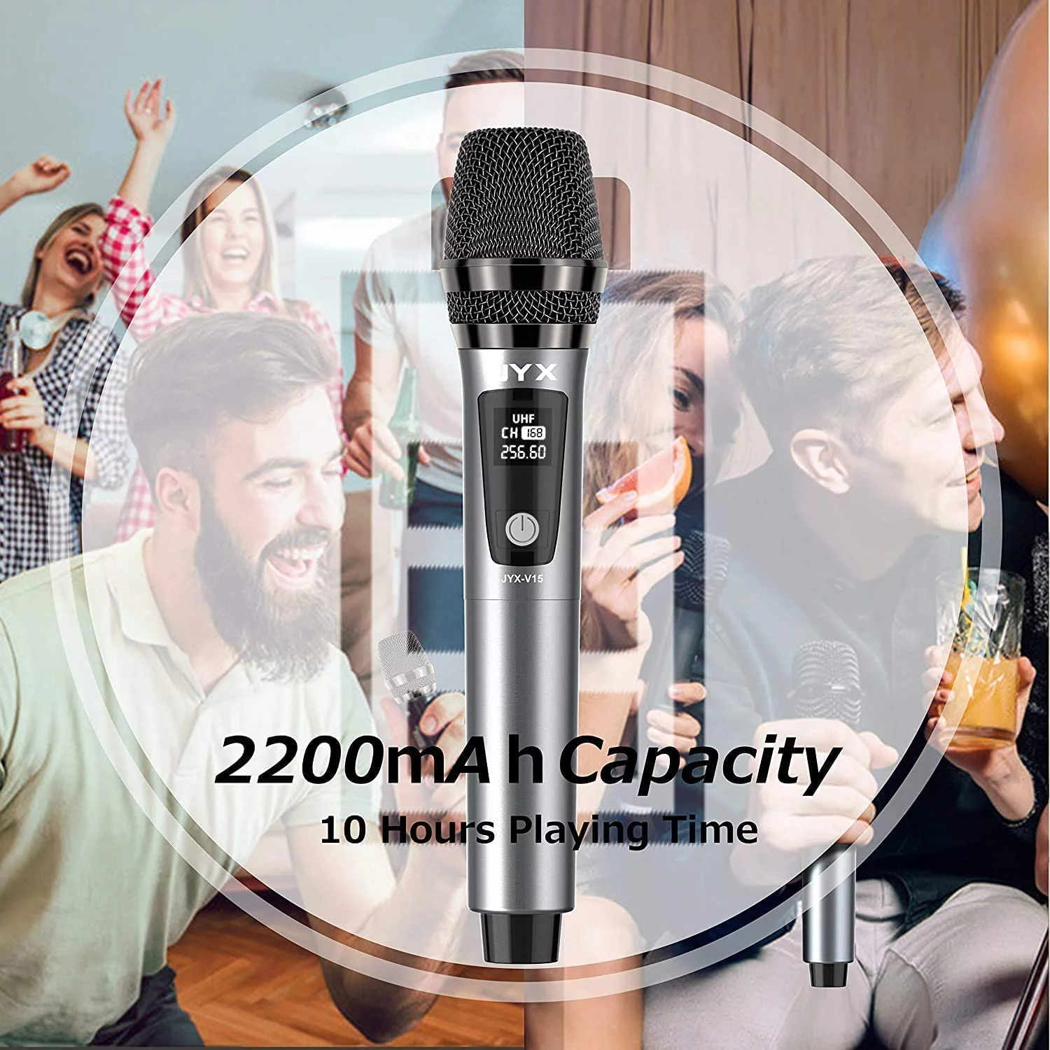 JYX Wireless Microphone Handheld Dynamic Microphone Professional UHF Metal Mic for Karaoke Singing, Speech