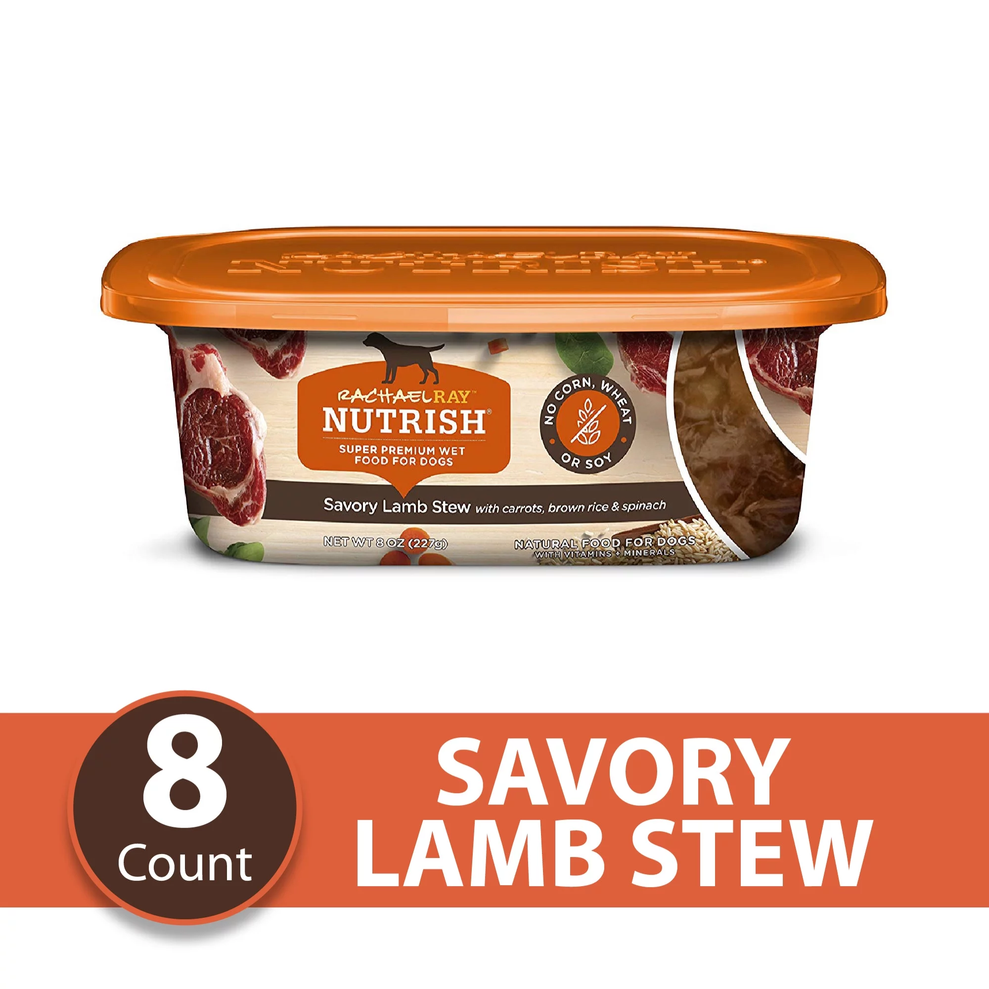Rachael Ray Nutrish Natural Premium Wet Dog Food, Savory Lamb Stew, 8 Oz. Tub (Pack Of 8)