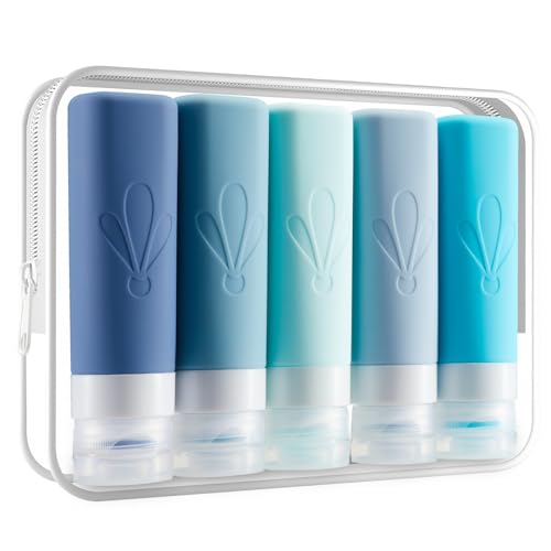 INSFIT Travel Bottles for Toiletries, TSA Approved 3oz Travel Size Containers, BPA Free Leak Proof Squeezable Silicone Tubes for Shampoo Conditioner Lotion Soap with Labels