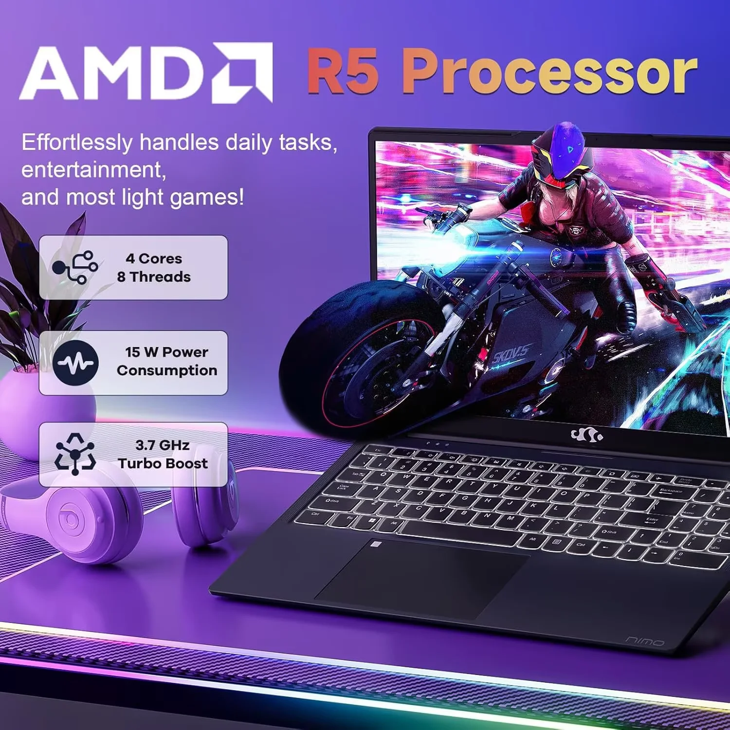 15.6" FHD Business Laptop 32GB RAM 1TB SSD AMD Ryzen 5 3500U Processor 65W Fast Charging Fingerprint Backlit Keyboard Win 11 Stylish Practical Laptop for Work Study Life (Black)