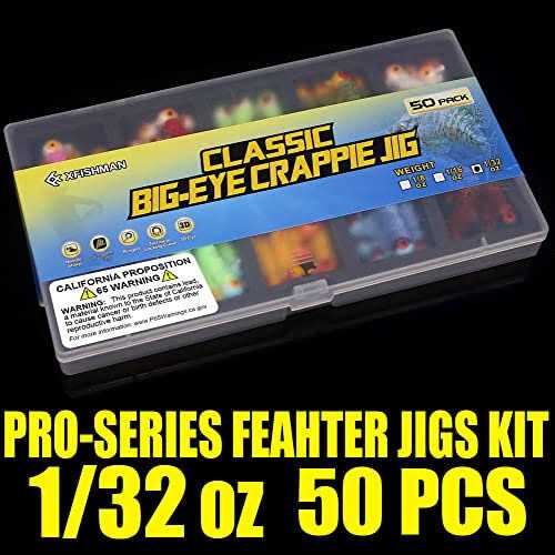 XFISHMAN-Crappie-Jigs-Marabou-Feather-Hair-Jigs-for-Crappie-Fishing-baits-and-Lures kit Panfish Trout 1/8 1/16 1/32 oz - Sports Supplies Online Store