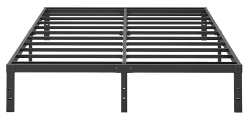 12 Inch Full Size Metal Bed Frame, Heavy Duty Steel Slat Mattress Foundation, No Box Spring Needed, Easy Assembly, Noise-Free, Black