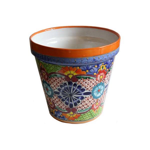 Large-Sized Ayumba Mexican Colors Talavera Ceramic Garden Pot
