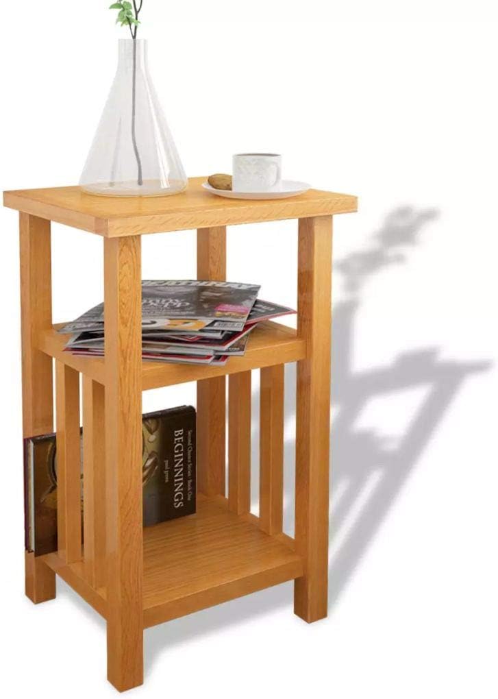 Nightstand with Magazine Shelf, Sturdy Oak Wood End Table Book Shelf Narrow Space Side Table for Home Living Room Bedroom Office Cafe Commercial 10.63X13.78X21.65inch