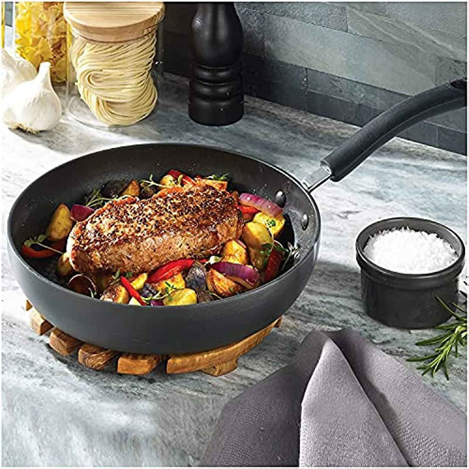 T-fal Ultimate Hard Anodized Titanium Nonstick 2 Piece Fry Pan Cookware Set, 8 and 10.25-Inch, Gray
