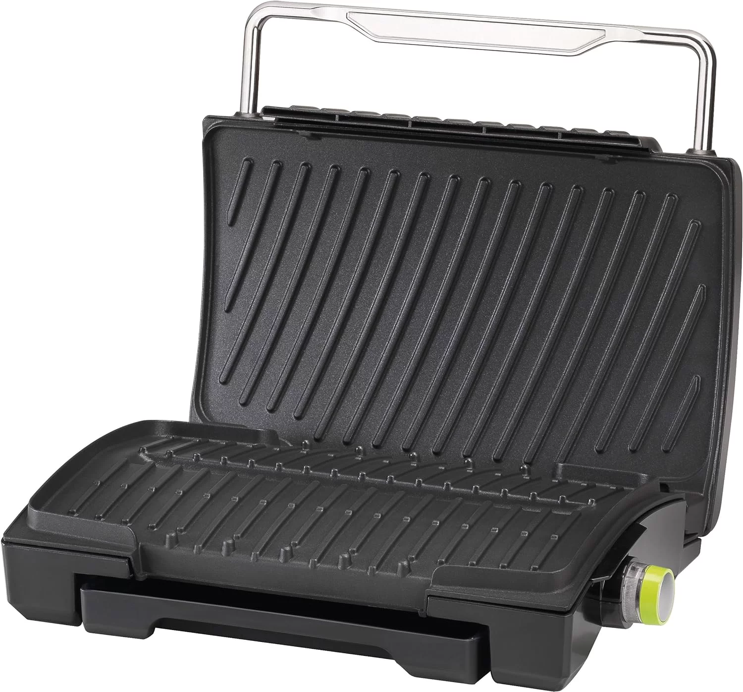 GC4208 4-Burger Curved Grill With Non-Stick Plates, Silver