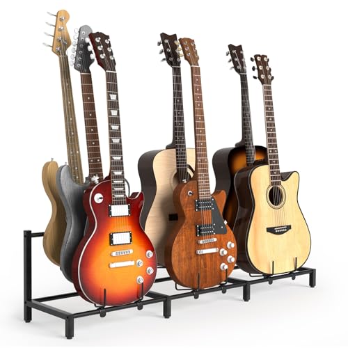 Bikoney Guitar Rack, 3-Piece Floor Stand with Amp Support, Adjustable Guitar Holder for Multiple Instruments and Accessories, Ideal for Music Studio or Home Display