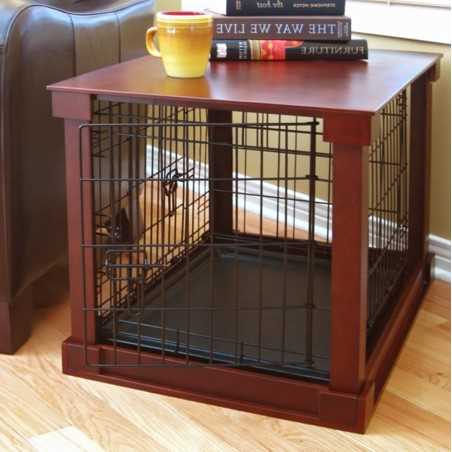 Merry Products Double Door Furniture Style Dog Crate, Mahogany, 30 inch - Pet Supplies online store
